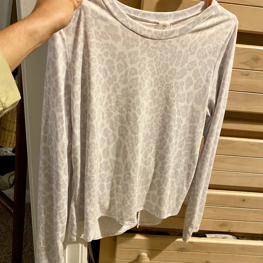 Altar’d State Leopard Long Sleeve Open Back Athleisure Top